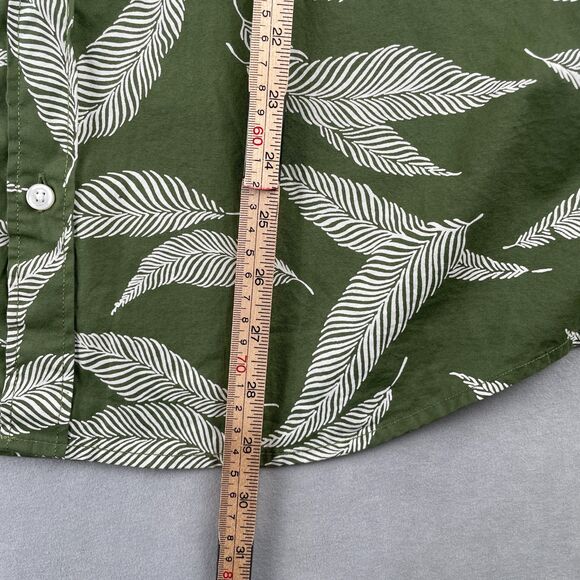 J Crew Shirt Mens XL Green Leaf Print Flex Washed Slim Short Sleeve Button Down - Picture 4 of 6